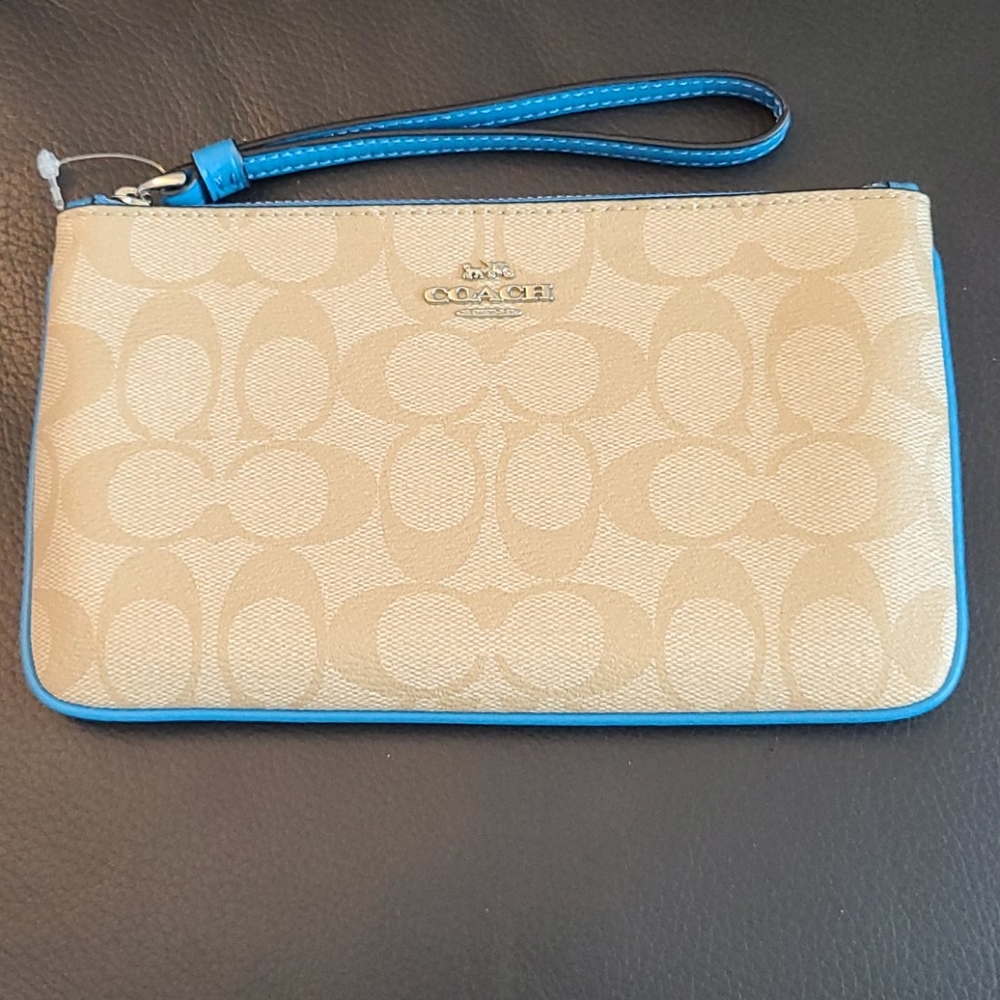 Coach Blue Large Wristlet